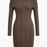 Basic Off-Shoulder Bodycon Sweater Elbise