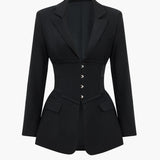Button Notched Lapel Blazer