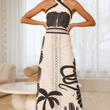 Boe Halter Maxi Elbise - Palm Canyon Desenli
