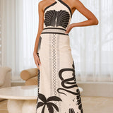 Boe Halter Maxi Elbise - Palm Canyon Desenli