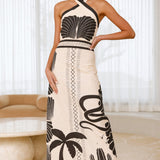 Boe Halter Maxi Elbise - Palm Canyon Desenli