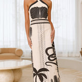 Boe Halter Maxi Elbise - Palm Canyon Desenli