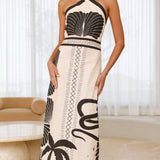 Boe Halter Maxi Elbise - Palm Canyon Desenli