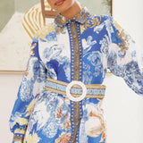 Annika Long Sleeve Mini Dress - Blue Doll