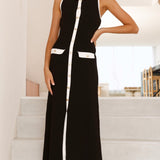 Antoinette Maxi Elbise - Siyah/Beyaz