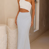 Abia Maxi Elbise - Beyaz/Mavi