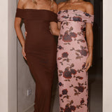 Darcey Omuzsuz Maxi Elbise - Kahverengi