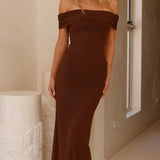 Darcey Omuzsuz Maxi Elbise - Kahverengi