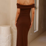 Darcey Omuzsuz Maxi Elbise - Kahverengi