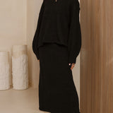 Cohen Triko Midi Etek - Siyah