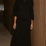 Cohen Triko Midi Etek - Siyah