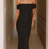 Darcey Omuzsuz Maxi Elbise - Siyah