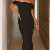 Darcey Omuzsuz Maxi Elbise - Siyah