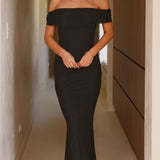 Darcey Omuzsuz Maxi Elbise - Siyah