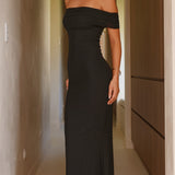 Darcey Omuzsuz Maxi Elbise - Siyah