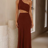 Abia Maxi Elbise - Çikolata Rengi