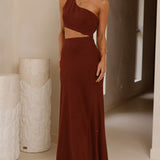 Abia Maxi Elbise - Çikolata Rengi