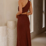 Abia Maxi Elbise - Çikolata Rengi