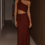 Abia Maxi Elbise - Çikolata Rengi