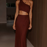 Abia Maxi Elbise - Çikolata Rengi