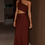 Abia Maxi Elbise - Çikolata Rengi