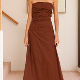 Bolivia Strapless Midi Dress - Chocolate