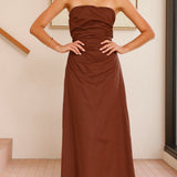 Bolivia Strapless Midi Dress - Chocolate