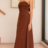 Bolivia Strapless Midi Dress - Chocolate