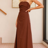Bolivia Strapless Midi Dress - Chocolate