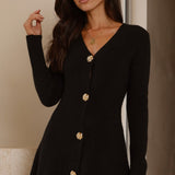 Catarina Long Sleeve Mini Dress - Black