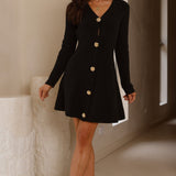 Catarina Long Sleeve Mini Dress - Black