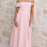 Bentley Off Shoulder Midi Dress - Pink