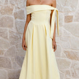 Bentley Off Shoulder Midi Dress - Lemon