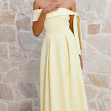 Bentley Off Shoulder Midi Dress - Lemon