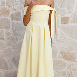 Bentley Off Shoulder Midi Dress - Lemon