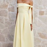 Bentley Off Shoulder Midi Dress - Lemon