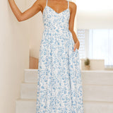 Azura Maxi Elbise - Mavi Çiçekli