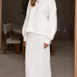 Cohen Triko Midi Etek - Kırık Beyaz