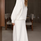 Cohen Triko Midi Etek - Kırık Beyaz