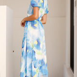 Amberose Maxi Elbise - Mavi/Yeşil