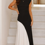 Charlotte Contrast Midi Dress - Black/White