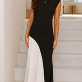 Charlotte Contrast Midi Dress - Black/White