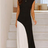 Charlotte Contrast Midi Dress - Black/White