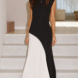 Charlotte Contrast Midi Dress - Black/White