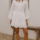 Brittney Long Sleeve Mini Dress - White