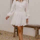 Brittney Long Sleeve Mini Dress - White