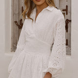 Brittney Long Sleeve Mini Dress - White