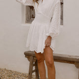 Brittney Long Sleeve Mini Dress - White