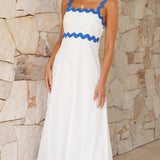 Daleyza Maxi Elbise - Beyaz/Mavi