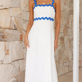 Daleyza Maxi Elbise - Beyaz/Mavi